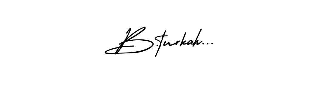 The best way (AmerikaSignatureDemo-Regular) to make a short signature is to pick only two or three words in your name. The name B.turkah... include a total of six letters. For converting this name. B.turkah... signature style 3 images and pictures png