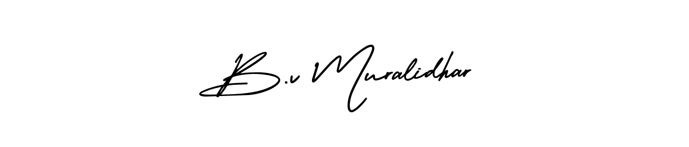 The best way (AmerikaSignatureDemo-Regular) to make a short signature is to pick only two or three words in your name. The name B.v Muralidhar include a total of six letters. For converting this name. B.v Muralidhar signature style 3 images and pictures png