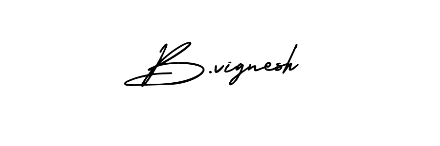 How to make B.vignesh name signature. Use AmerikaSignatureDemo-Regular style for creating short signs online. This is the latest handwritten sign. B.vignesh signature style 3 images and pictures png