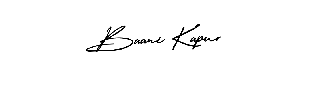 You should practise on your own different ways (AmerikaSignatureDemo-Regular) to write your name (Baani Kapur) in signature. don't let someone else do it for you. Baani Kapur signature style 3 images and pictures png