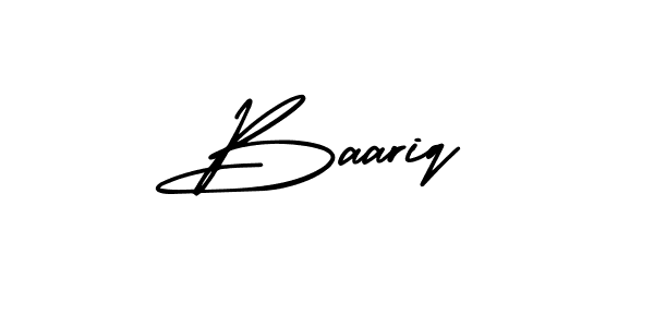 You should practise on your own different ways (AmerikaSignatureDemo-Regular) to write your name (Baariq) in signature. don't let someone else do it for you. Baariq signature style 3 images and pictures png