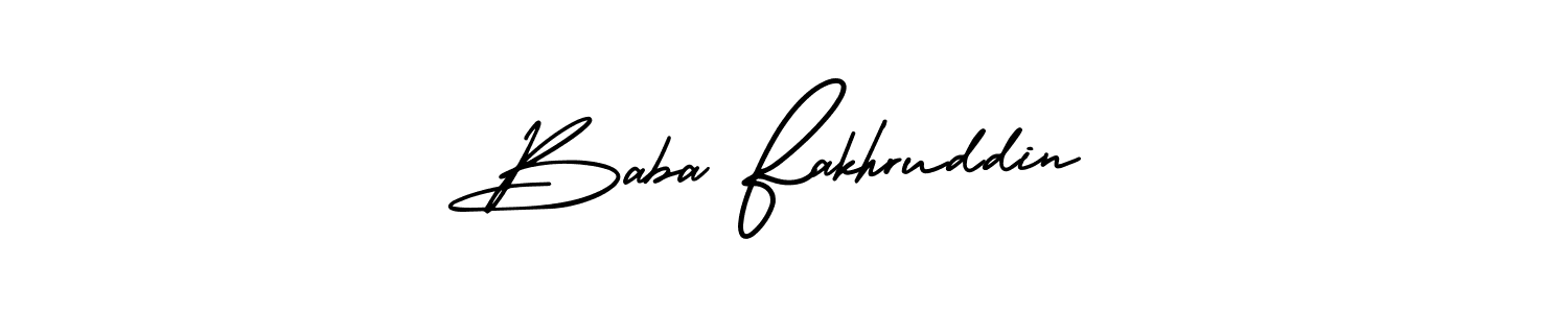 Use a signature maker to create a handwritten signature online. With this signature software, you can design (AmerikaSignatureDemo-Regular) your own signature for name Baba Fakhruddin. Baba Fakhruddin signature style 3 images and pictures png