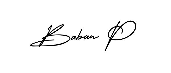 Design your own signature with our free online signature maker. With this signature software, you can create a handwritten (AmerikaSignatureDemo-Regular) signature for name Baban P. Baban P signature style 3 images and pictures png