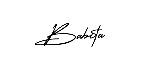 The best way (AmerikaSignatureDemo-Regular) to make a short signature is to pick only two or three words in your name. The name Babita include a total of six letters. For converting this name. Babita signature style 3 images and pictures png