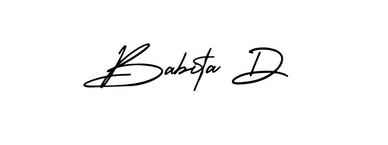Design your own signature with our free online signature maker. With this signature software, you can create a handwritten (AmerikaSignatureDemo-Regular) signature for name Babita D. Babita D signature style 3 images and pictures png