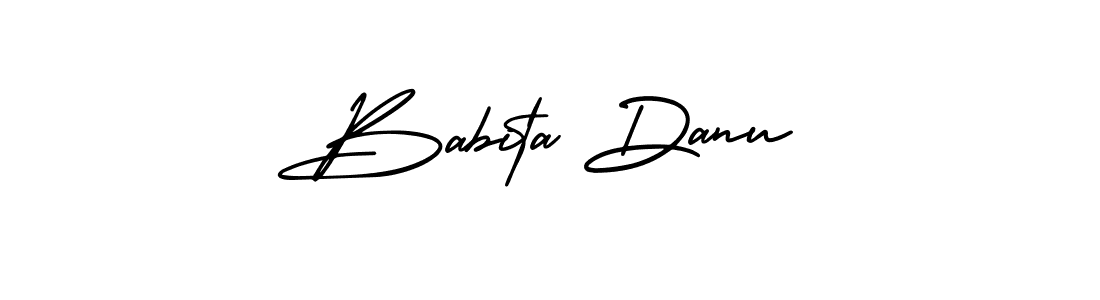 The best way (AmerikaSignatureDemo-Regular) to make a short signature is to pick only two or three words in your name. The name Babita Danu include a total of six letters. For converting this name. Babita Danu signature style 3 images and pictures png