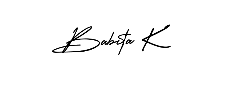 Use a signature maker to create a handwritten signature online. With this signature software, you can design (AmerikaSignatureDemo-Regular) your own signature for name Babita K. Babita K signature style 3 images and pictures png