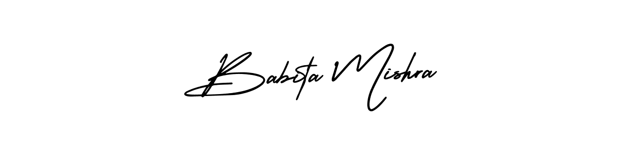 You should practise on your own different ways (AmerikaSignatureDemo-Regular) to write your name (Babita Mishra) in signature. don't let someone else do it for you. Babita Mishra signature style 3 images and pictures png