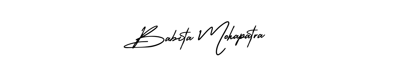 You should practise on your own different ways (AmerikaSignatureDemo-Regular) to write your name (Babita Mohapatra) in signature. don't let someone else do it for you. Babita Mohapatra signature style 3 images and pictures png