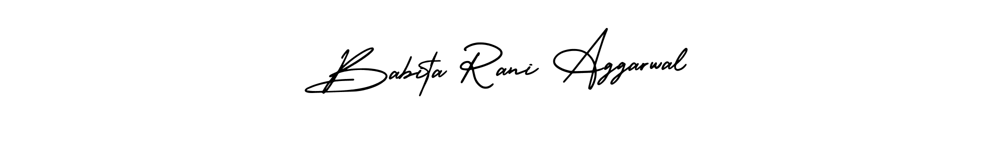 You should practise on your own different ways (AmerikaSignatureDemo-Regular) to write your name (Babita Rani Aggarwal) in signature. don't let someone else do it for you. Babita Rani Aggarwal signature style 3 images and pictures png