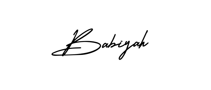 Use a signature maker to create a handwritten signature online. With this signature software, you can design (AmerikaSignatureDemo-Regular) your own signature for name Babiyah. Babiyah signature style 3 images and pictures png