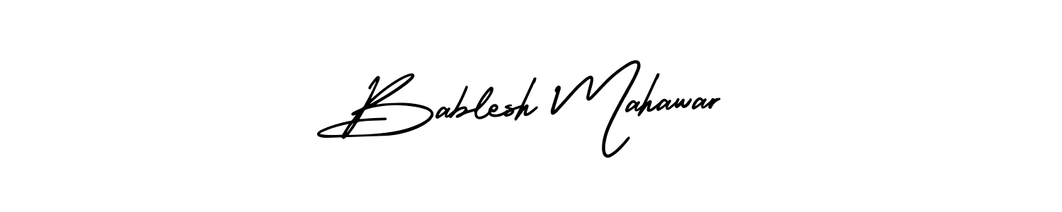 AmerikaSignatureDemo-Regular is a professional signature style that is perfect for those who want to add a touch of class to their signature. It is also a great choice for those who want to make their signature more unique. Get Bablesh Mahawar name to fancy signature for free. Bablesh Mahawar signature style 3 images and pictures png