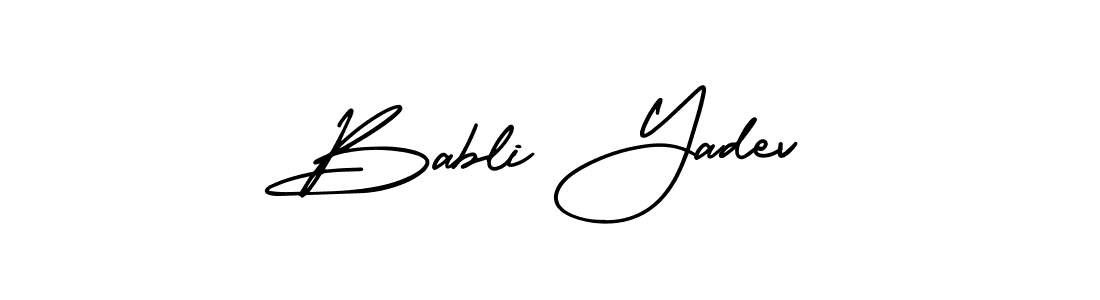 This is the best signature style for the Babli Yadev name. Also you like these signature font (AmerikaSignatureDemo-Regular). Mix name signature. Babli Yadev signature style 3 images and pictures png