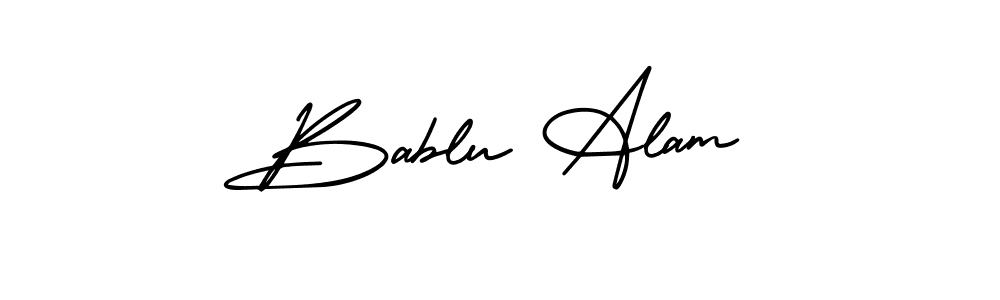 The best way (AmerikaSignatureDemo-Regular) to make a short signature is to pick only two or three words in your name. The name Bablu Alam include a total of six letters. For converting this name. Bablu Alam signature style 3 images and pictures png