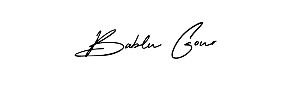 You should practise on your own different ways (AmerikaSignatureDemo-Regular) to write your name (Bablu Gour) in signature. don't let someone else do it for you. Bablu Gour signature style 3 images and pictures png