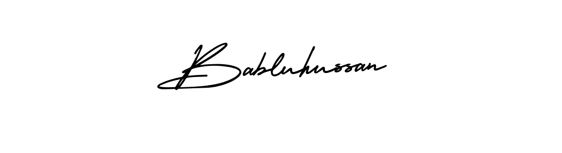 Make a beautiful signature design for name Babluhussan. With this signature (AmerikaSignatureDemo-Regular) style, you can create a handwritten signature for free. Babluhussan signature style 3 images and pictures png