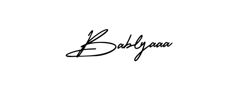 The best way (AmerikaSignatureDemo-Regular) to make a short signature is to pick only two or three words in your name. The name Bablyaaa include a total of six letters. For converting this name. Bablyaaa signature style 3 images and pictures png