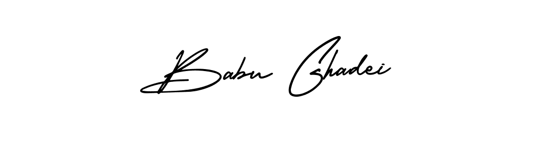 The best way (AmerikaSignatureDemo-Regular) to make a short signature is to pick only two or three words in your name. The name Babu Ghadei include a total of six letters. For converting this name. Babu Ghadei signature style 3 images and pictures png
