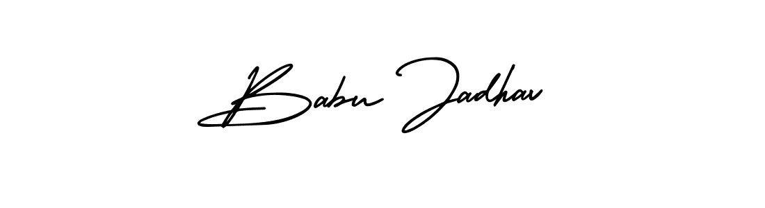 You should practise on your own different ways (AmerikaSignatureDemo-Regular) to write your name (Babu Jadhav) in signature. don't let someone else do it for you. Babu Jadhav signature style 3 images and pictures png