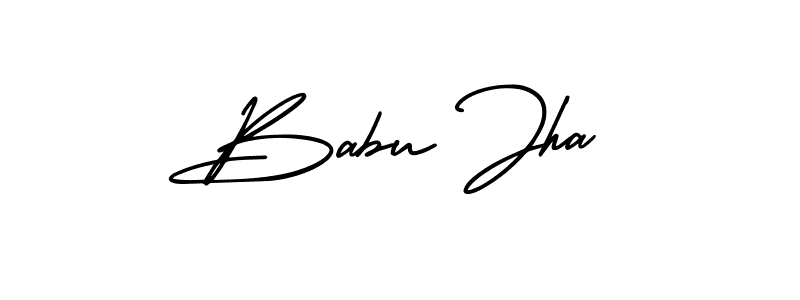 You should practise on your own different ways (AmerikaSignatureDemo-Regular) to write your name (Babu Jha) in signature. don't let someone else do it for you. Babu Jha signature style 3 images and pictures png