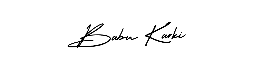 How to make Babu Karki name signature. Use AmerikaSignatureDemo-Regular style for creating short signs online. This is the latest handwritten sign. Babu Karki signature style 3 images and pictures png
