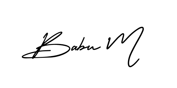 Babu M stylish signature style. Best Handwritten Sign (AmerikaSignatureDemo-Regular) for my name. Handwritten Signature Collection Ideas for my name Babu M. Babu M signature style 3 images and pictures png