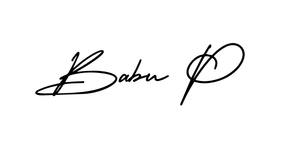 You should practise on your own different ways (AmerikaSignatureDemo-Regular) to write your name (Babu P) in signature. don't let someone else do it for you. Babu P signature style 3 images and pictures png