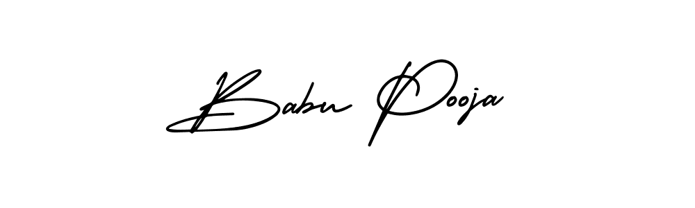 The best way (AmerikaSignatureDemo-Regular) to make a short signature is to pick only two or three words in your name. The name Babu Pooja include a total of six letters. For converting this name. Babu Pooja signature style 3 images and pictures png