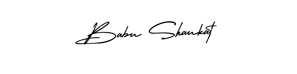 The best way (AmerikaSignatureDemo-Regular) to make a short signature is to pick only two or three words in your name. The name Babu Shaukat include a total of six letters. For converting this name. Babu Shaukat signature style 3 images and pictures png