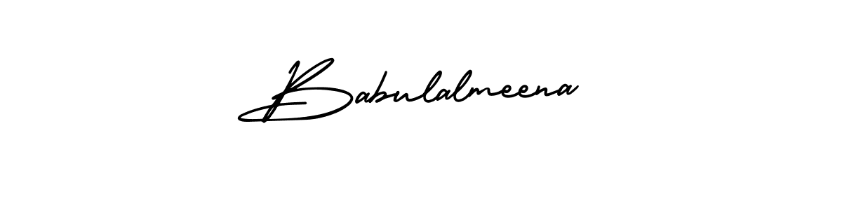 You should practise on your own different ways (AmerikaSignatureDemo-Regular) to write your name (Babulalmeena) in signature. don't let someone else do it for you. Babulalmeena signature style 3 images and pictures png