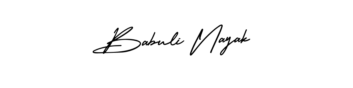 The best way (AmerikaSignatureDemo-Regular) to make a short signature is to pick only two or three words in your name. The name Babuli Nayak include a total of six letters. For converting this name. Babuli Nayak signature style 3 images and pictures png