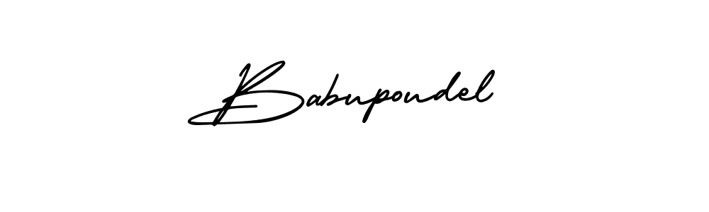 It looks lik you need a new signature style for name Babupoudel. Design unique handwritten (AmerikaSignatureDemo-Regular) signature with our free signature maker in just a few clicks. Babupoudel signature style 3 images and pictures png