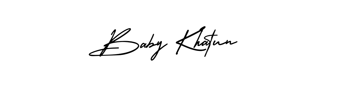 The best way (AmerikaSignatureDemo-Regular) to make a short signature is to pick only two or three words in your name. The name Baby Khatun include a total of six letters. For converting this name. Baby Khatun signature style 3 images and pictures png