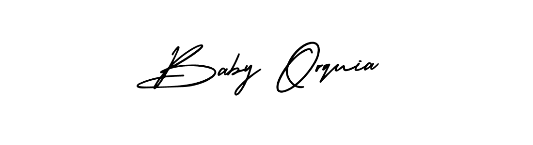 How to make Baby Orquia name signature. Use AmerikaSignatureDemo-Regular style for creating short signs online. This is the latest handwritten sign. Baby Orquia signature style 3 images and pictures png
