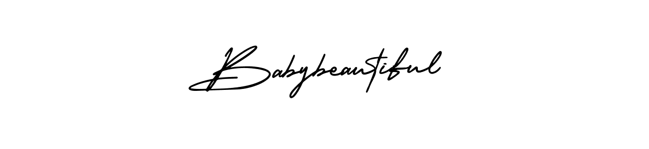 You should practise on your own different ways (AmerikaSignatureDemo-Regular) to write your name (Babybeautiful) in signature. don't let someone else do it for you. Babybeautiful signature style 3 images and pictures png