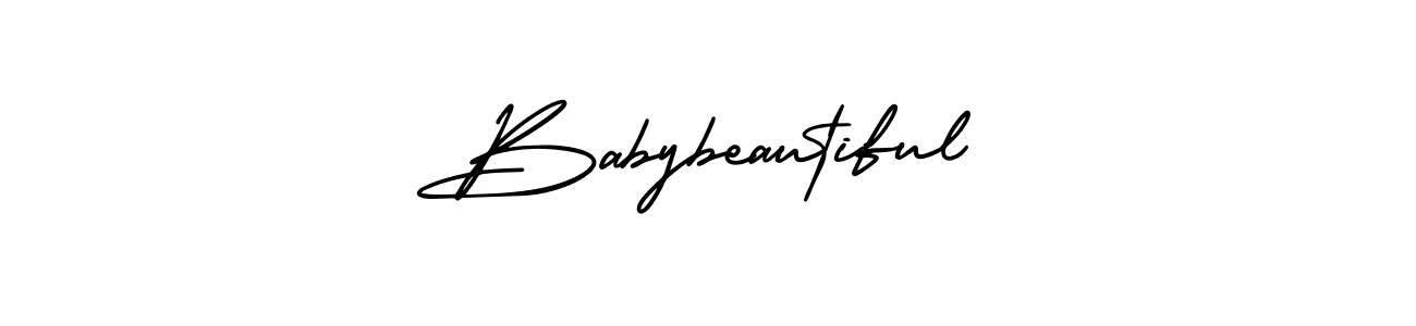 You should practise on your own different ways (AmerikaSignatureDemo-Regular) to write your name (Babybeautiful) in signature. don't let someone else do it for you. Babybeautiful signature style 3 images and pictures png