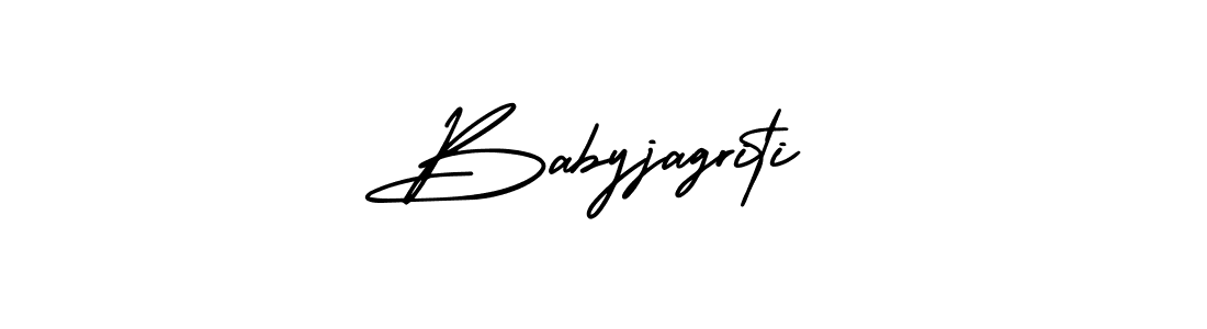 How to make Babyjagriti name signature. Use AmerikaSignatureDemo-Regular style for creating short signs online. This is the latest handwritten sign. Babyjagriti signature style 3 images and pictures png