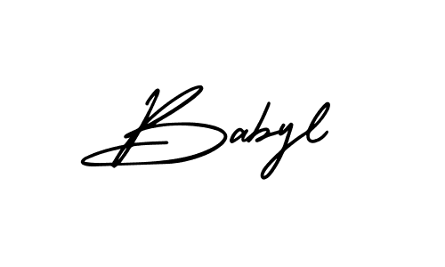 The best way (AmerikaSignatureDemo-Regular) to make a short signature is to pick only two or three words in your name. The name Babyl include a total of six letters. For converting this name. Babyl signature style 3 images and pictures png