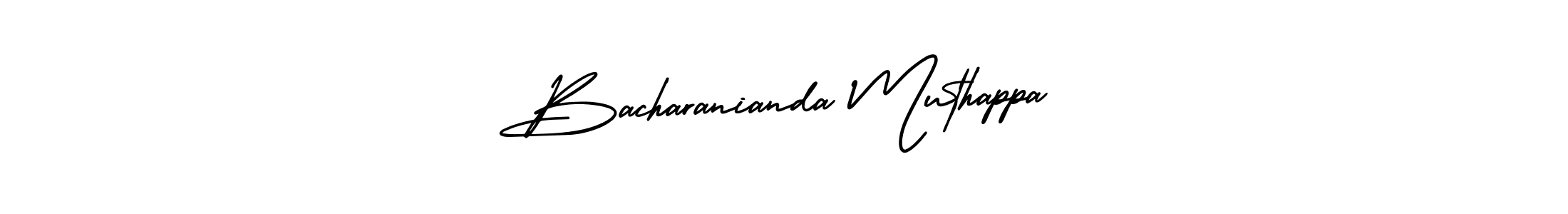 The best way (AmerikaSignatureDemo-Regular) to make a short signature is to pick only two or three words in your name. The name Bacharanianda Muthappa include a total of six letters. For converting this name. Bacharanianda Muthappa signature style 3 images and pictures png