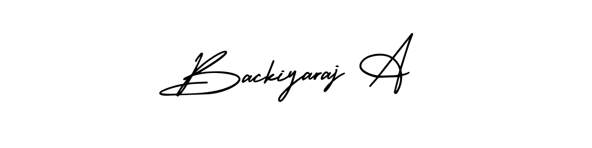 How to make Backiyaraj A name signature. Use AmerikaSignatureDemo-Regular style for creating short signs online. This is the latest handwritten sign. Backiyaraj A signature style 3 images and pictures png