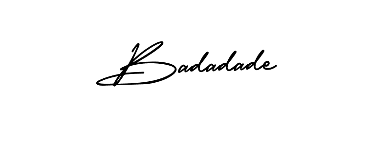 You should practise on your own different ways (AmerikaSignatureDemo-Regular) to write your name (Badadade) in signature. don't let someone else do it for you. Badadade signature style 3 images and pictures png