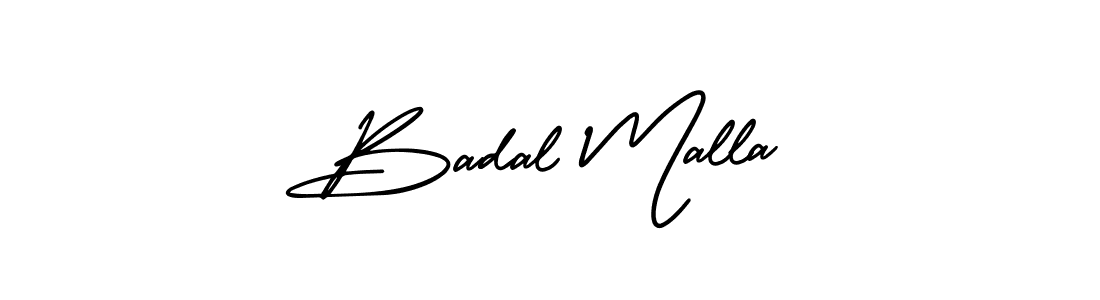 The best way (AmerikaSignatureDemo-Regular) to make a short signature is to pick only two or three words in your name. The name Badal Malla include a total of six letters. For converting this name. Badal Malla signature style 3 images and pictures png