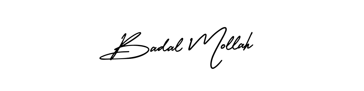 The best way (AmerikaSignatureDemo-Regular) to make a short signature is to pick only two or three words in your name. The name Badal Mollah include a total of six letters. For converting this name. Badal Mollah signature style 3 images and pictures png