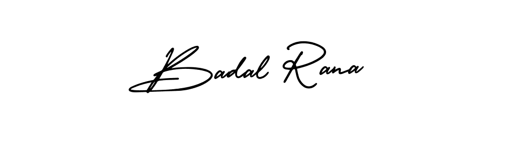 The best way (AmerikaSignatureDemo-Regular) to make a short signature is to pick only two or three words in your name. The name Badal Rana include a total of six letters. For converting this name. Badal Rana signature style 3 images and pictures png