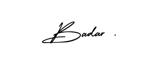 You should practise on your own different ways (AmerikaSignatureDemo-Regular) to write your name (Badar .) in signature. don't let someone else do it for you. Badar . signature style 3 images and pictures png