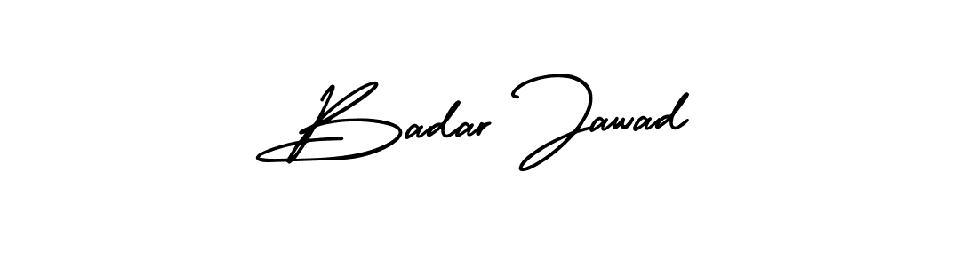 You should practise on your own different ways (AmerikaSignatureDemo-Regular) to write your name (Badar Jawad) in signature. don't let someone else do it for you. Badar Jawad signature style 3 images and pictures png