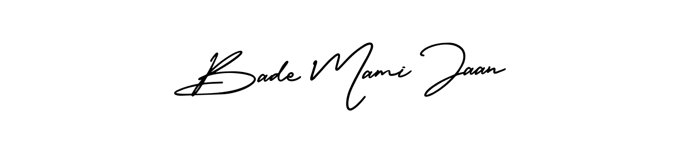 AmerikaSignatureDemo-Regular is a professional signature style that is perfect for those who want to add a touch of class to their signature. It is also a great choice for those who want to make their signature more unique. Get Bade Mami Jaan name to fancy signature for free. Bade Mami Jaan signature style 3 images and pictures png