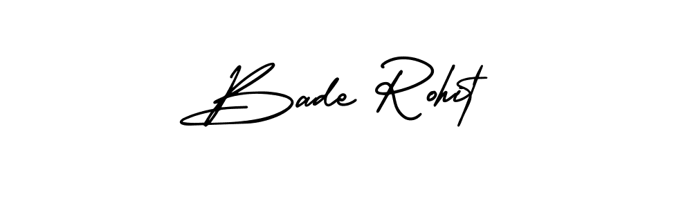 You should practise on your own different ways (AmerikaSignatureDemo-Regular) to write your name (Bade Rohit) in signature. don't let someone else do it for you. Bade Rohit signature style 3 images and pictures png