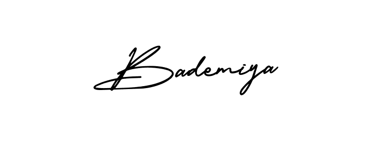 The best way (AmerikaSignatureDemo-Regular) to make a short signature is to pick only two or three words in your name. The name Bademiya include a total of six letters. For converting this name. Bademiya signature style 3 images and pictures png