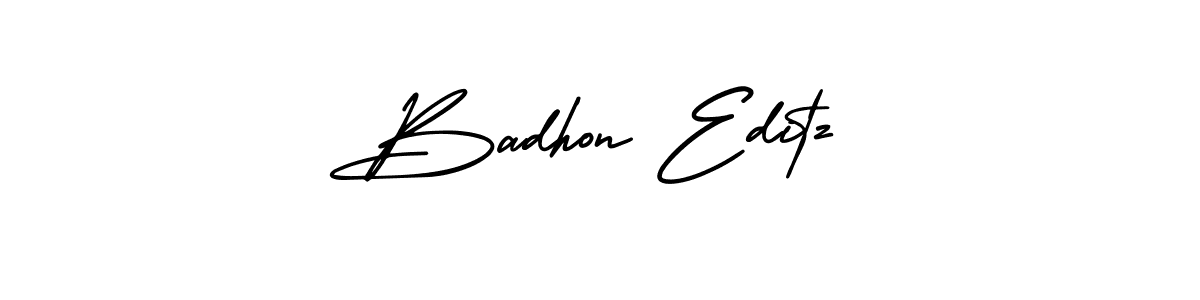Use a signature maker to create a handwritten signature online. With this signature software, you can design (AmerikaSignatureDemo-Regular) your own signature for name Badhon Editz. Badhon Editz signature style 3 images and pictures png